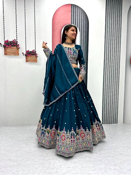 Cyan Wedding Lehenga Choli