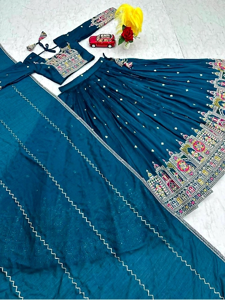 Cyan Designer Wedding Lehenga