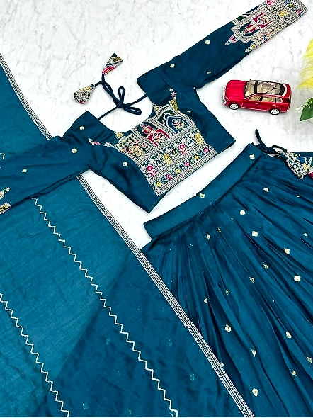 Cyan Ethnic Party Wear Lehenga