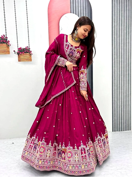 Wine Wedding Lehenga Choli