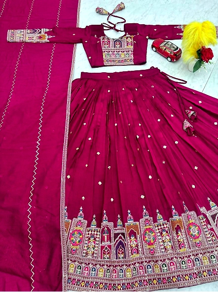 Wine Ethnic Party Wear Lehenga