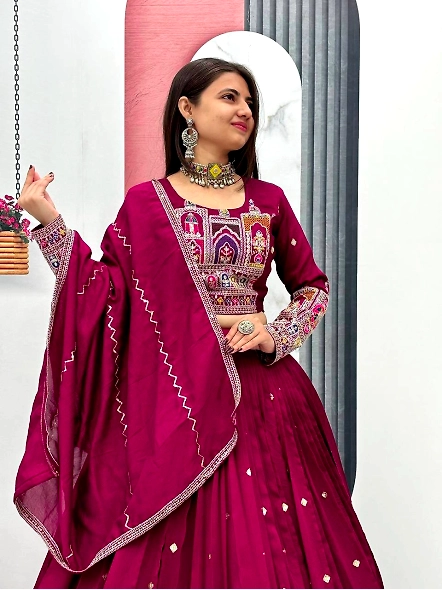 Wine Designer Wedding Lehenga