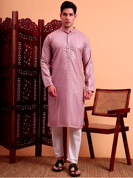 Purple Men embellished long kurta