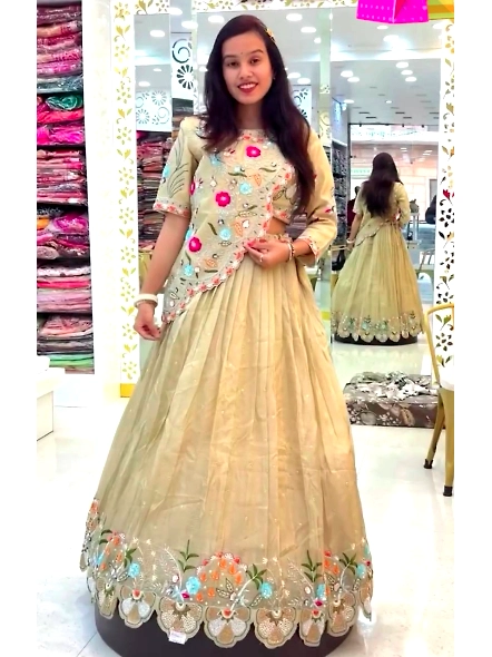 Festive gold crop top lehenga