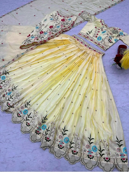 Golden party wear lehenga