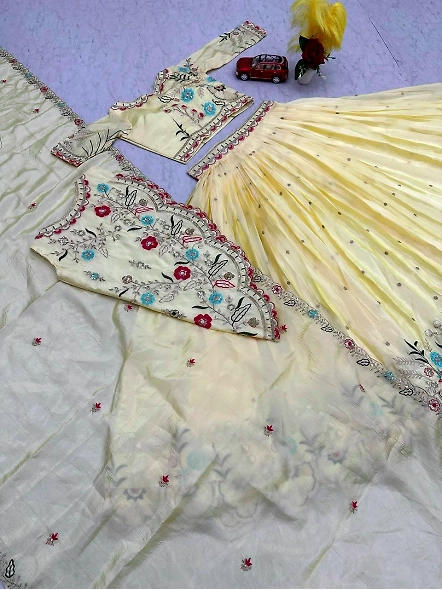 Golden party wear lehenga