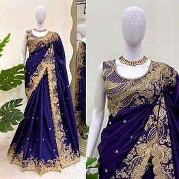 kinjal textiles purple rangoli silk thread and sequence