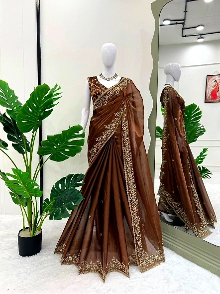 Brown Rangoli Silk