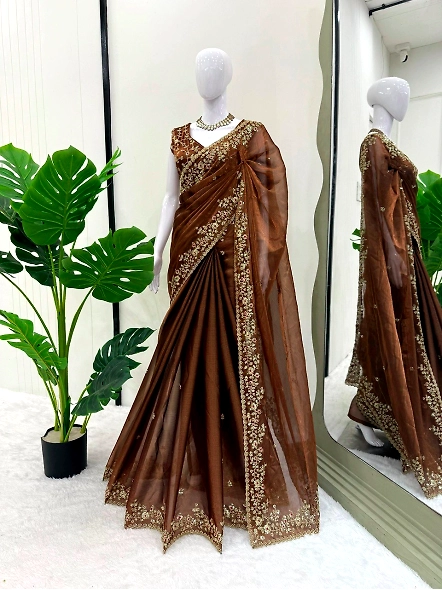 Brown Rangoli Silk