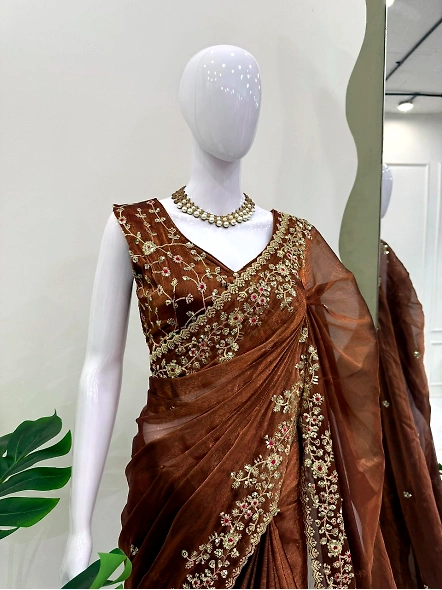 Brown Rangoli Silk