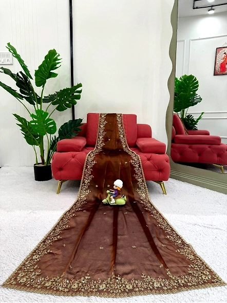 Brown Rangoli Silk