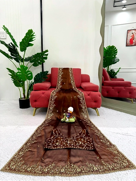 Brown Rangoli Silk