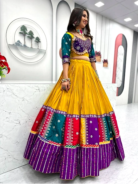 Purple cotton chaniya choli for navratri