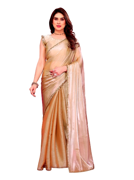 Beige party wear chiffon saree