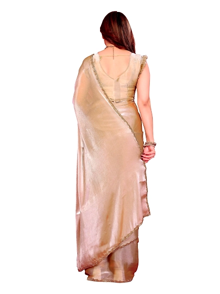 Beige chiffon saree for wedding