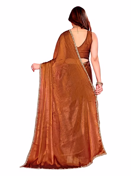 Brown chiffon saree for wedding