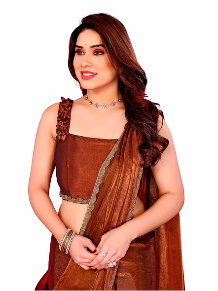 Brown party saree for women