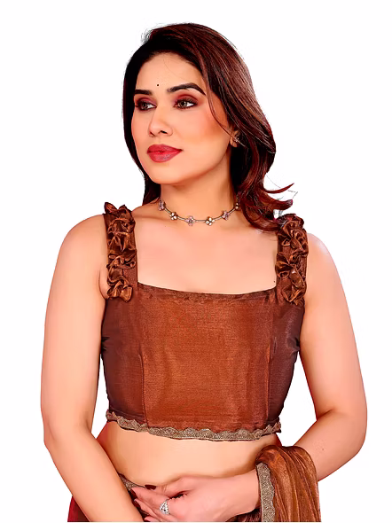 Brown chiffon saree online