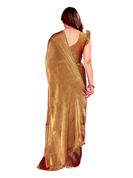 Gold chiffon saree for wedding