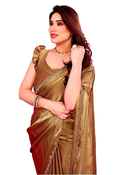 Gold party saree for women
