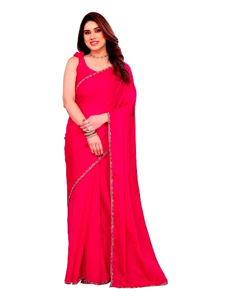 Pink party wear chiffon saree