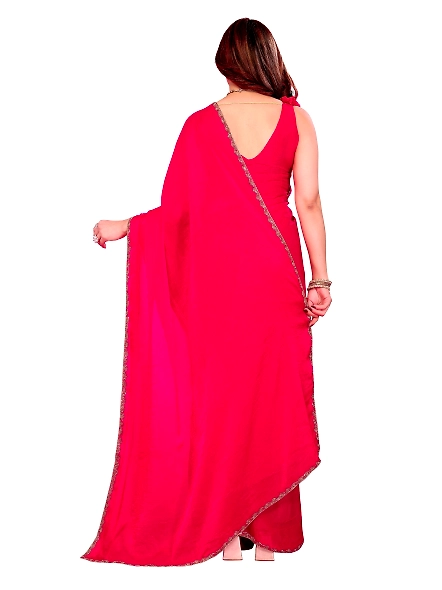 Pink chiffon saree for wedding