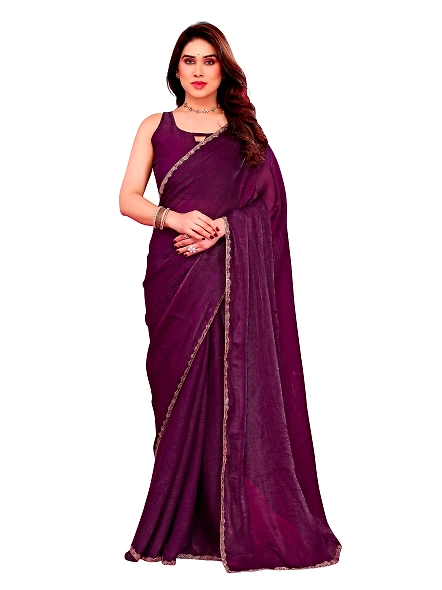 Purple party wear chiffon saree