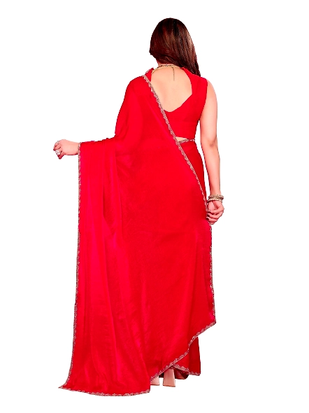 Red chiffon saree for wedding