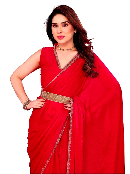 Red party saree for women