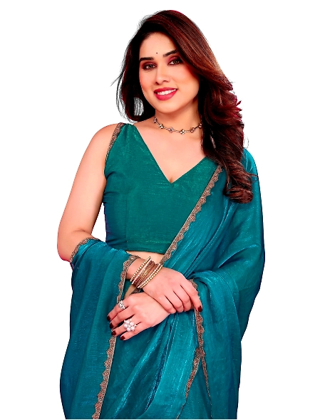 Teal party saree for women