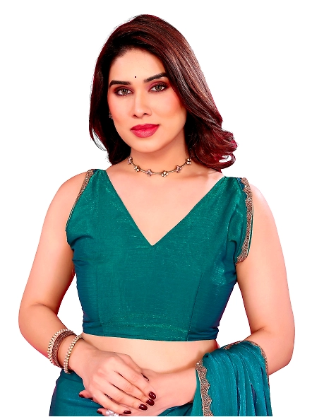 Teal chiffon saree online