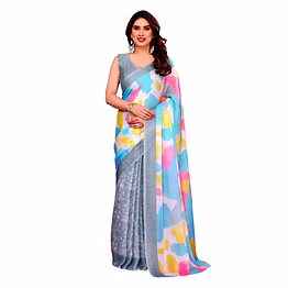 nitya tex multicolored printed georgette saree