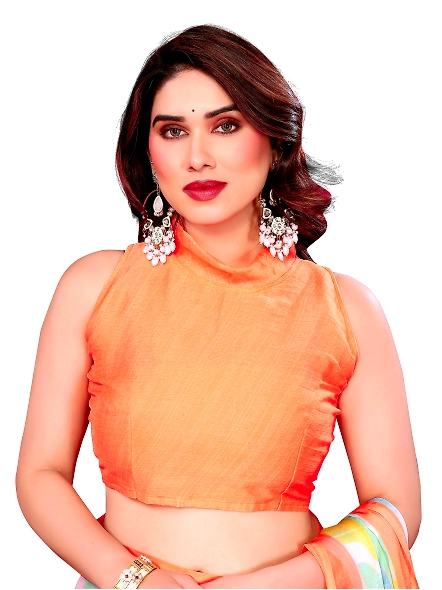 Orange chiffon saree for summer