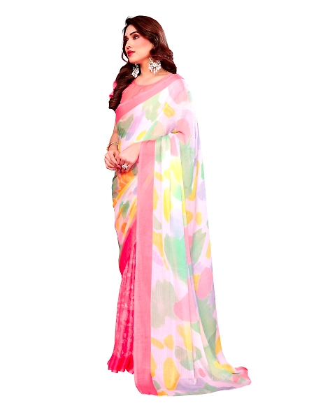 Peach chiffon saree for women