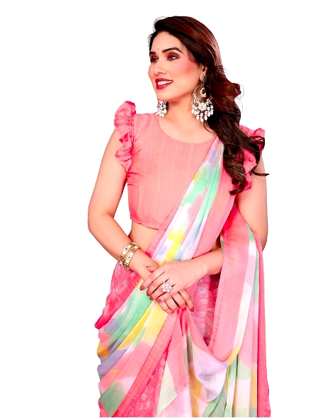 Peach casual printed saree