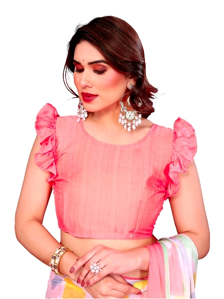 Peach chiffon saree for summer