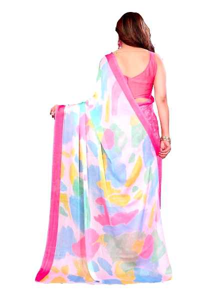 Pink daily wear chiffon saree