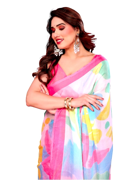 Pink casual printed saree