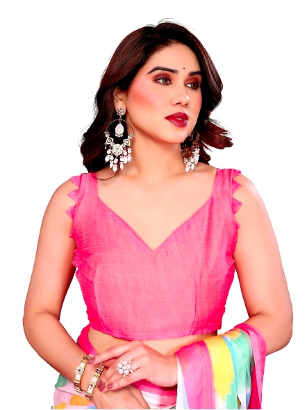Pink chiffon saree for summer