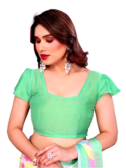 Pista chiffon saree for summer