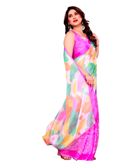 Purple chiffon saree for women