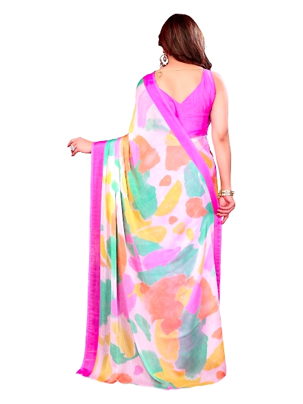 Purple daily wear chiffon saree