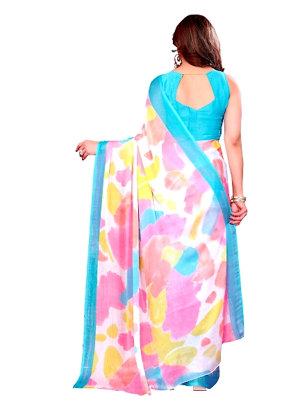 Cyan daily wear chiffon saree