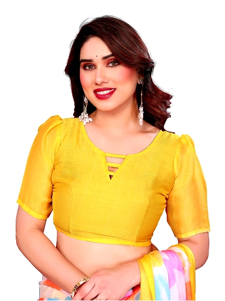 Yellow chiffon saree for summer