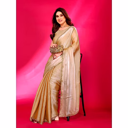nitya tex multicoloured party wear chiffon solid saree