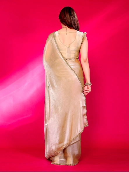 Beige chiffon saree for wedding