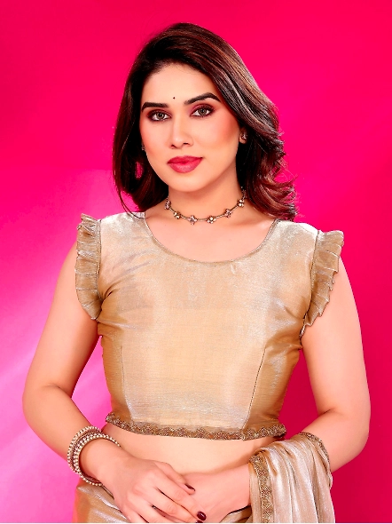 Beige chiffon saree online