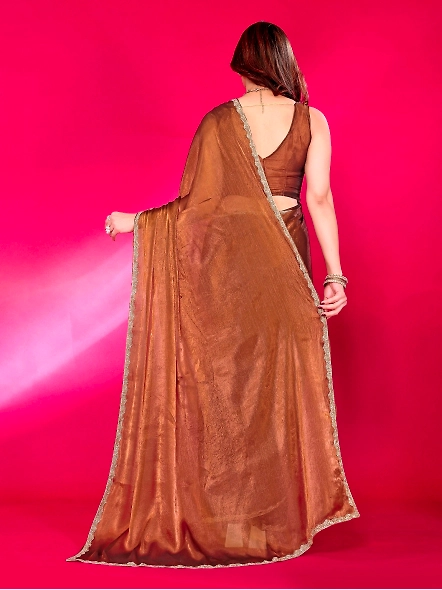 Brown chiffon saree for wedding