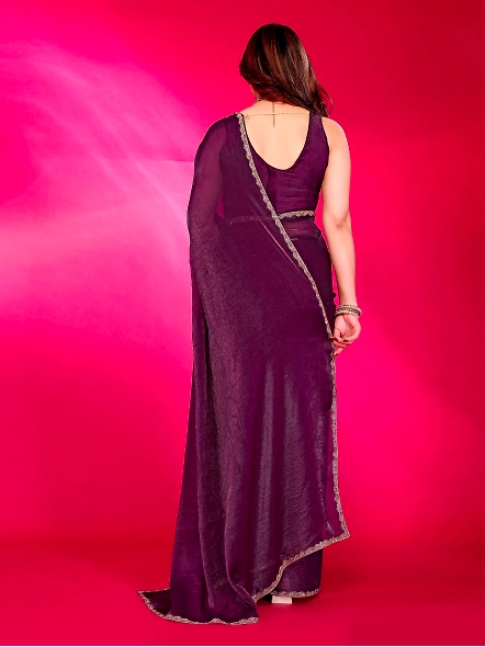 Purple chiffon saree for wedding