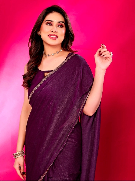 Purple party saree for women